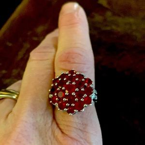 Silver garnet ring size 7